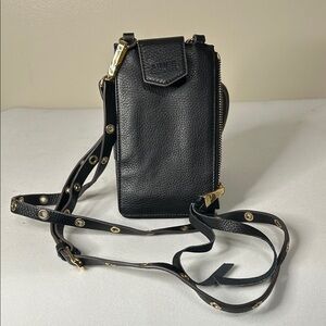 Aimee Kestenberg Black Leather Crossbody Bag with Gold Accents